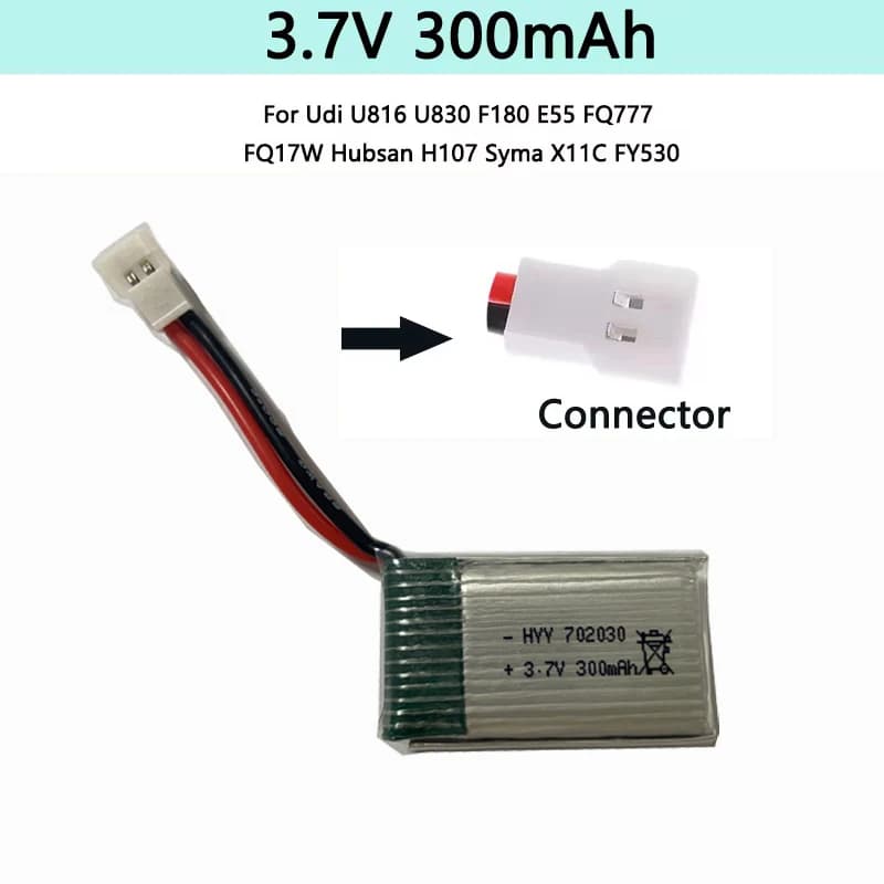 Batteria Lipo 3.7V 300mAH per U816 F180 E55 FQ777 H107 X11C Batteria per droni per aerei telecomandati UAV Batteria RC Palne