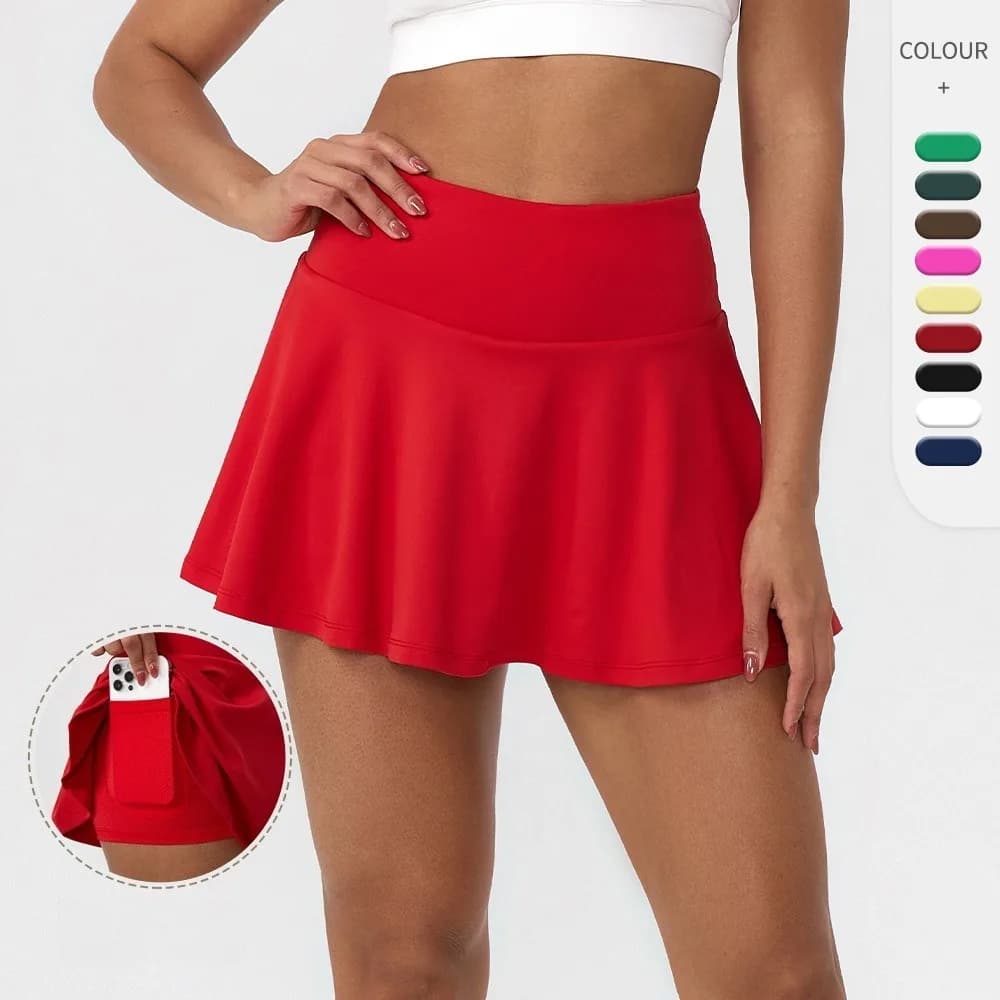Women's Summer High Waisted Tennis Skirt Quick Dry 2 in 1 Skort Running Gym Yoga Anti-Chafe Sports Mini Skirt