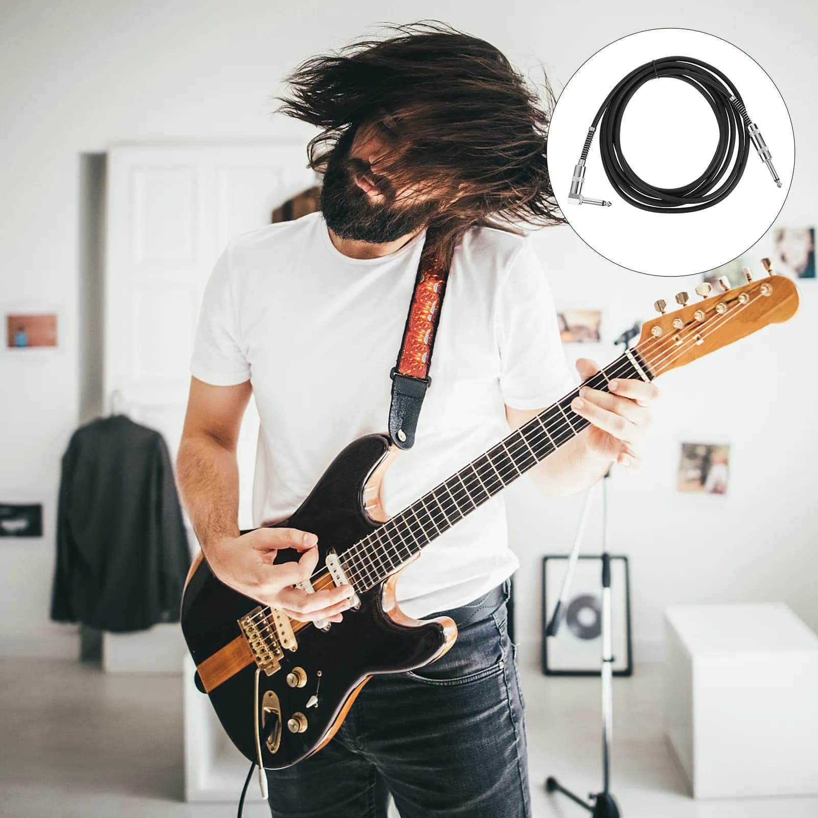 Cavo per Strumenti da 6,35mm per Chitarra, Basso, Ukulele, Tastiera, Pedale Effetti, Audio da Palco, Karaoke, Altoparlante, Suono Puro, Trasmissione Rapida