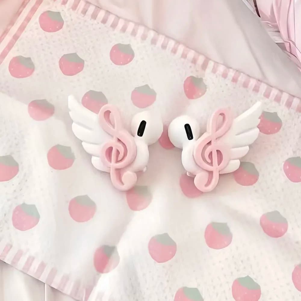 INS Aesthetic Wings Music Note Earphone Ornament Cute 3D Decor For Wireless Wired Earbuds Friend Gift Accessory