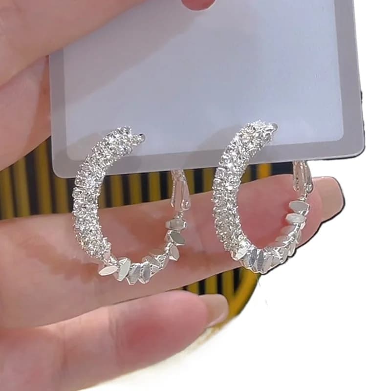 Orecchini ad anello con diamanti flash in argento rotto orecchini a bottone di fascia alta di lusso leggeri orecchini di temperamento