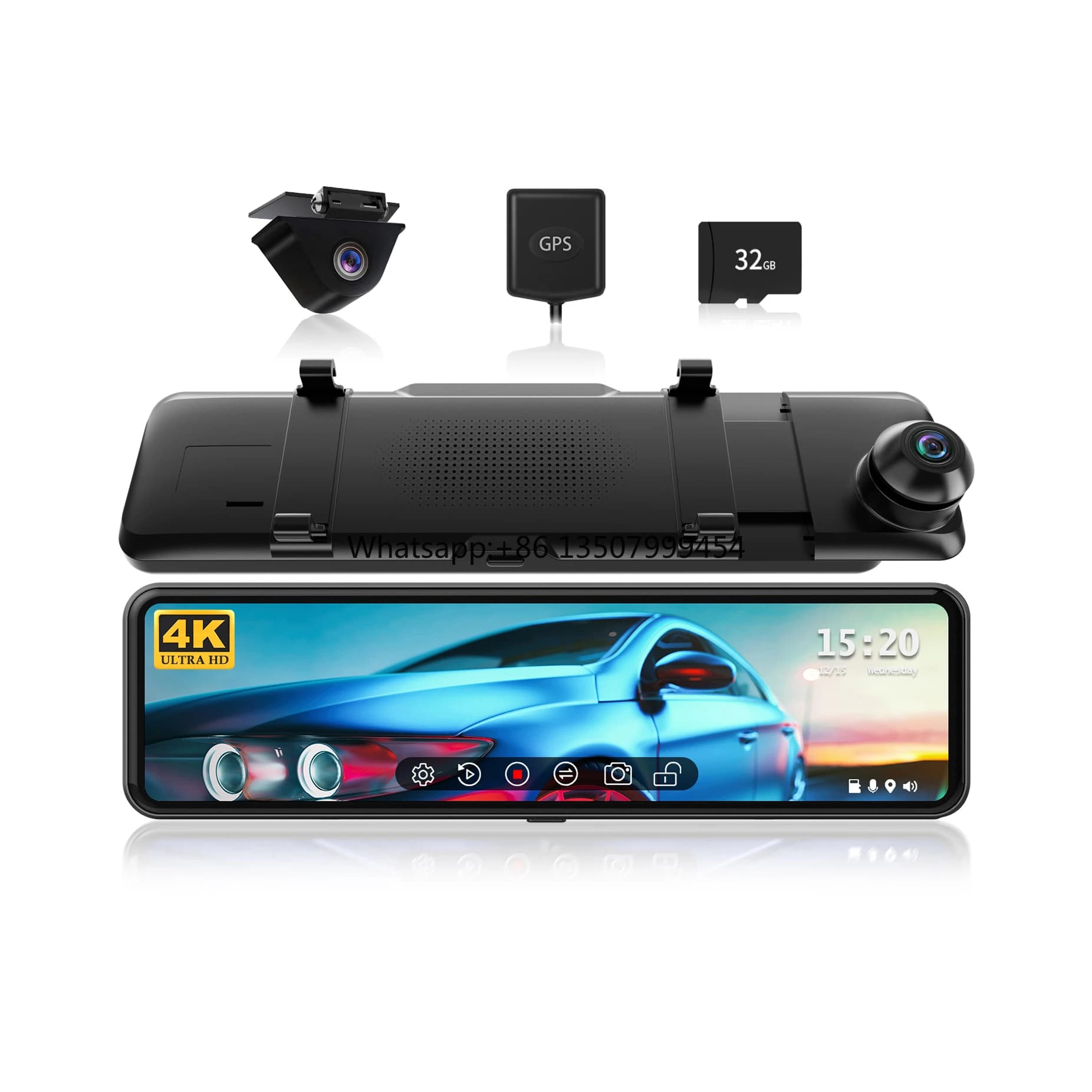 Redtiger T700 Dash Cam 4K+1080P HD, 11-inch DVR, Front Camera and 4K Wireless Car Rear
