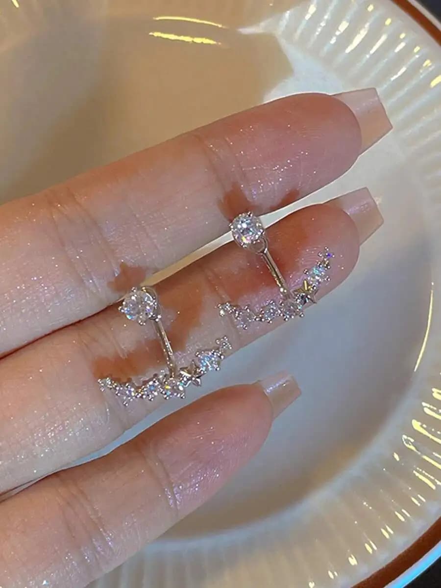 Elegant French Style Womens Artificial Rhinestone Ear Cuff Stud Earrings