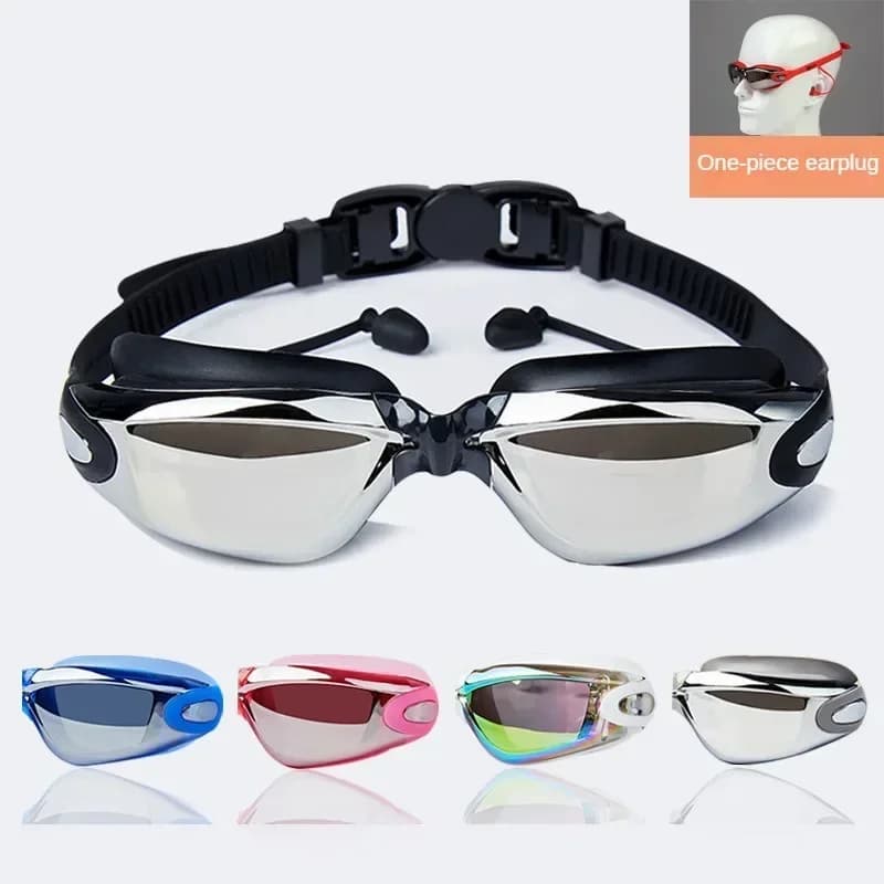 Adult swimming glasses Swim glasses with earplugs Man Woman Waterproof swimming glasses anti-fog Race glasses for underwater training in the pool