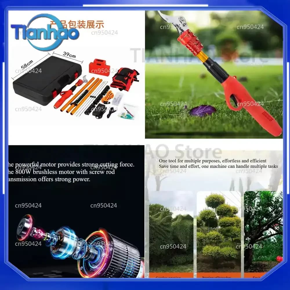 Electric High Branch Pruning Shears with 4 cm Opening for Lithium Battery Powered Fruit Tree Thick Branch Cutting