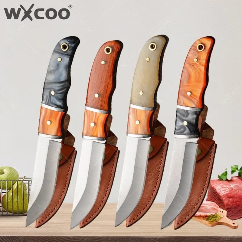 Coltello da Cucina WXCOO in Acciaio Inossidabile, Multiuso per Disossare, Tagliare Carne e BBQ, con Fodero per Uso Quotidiano