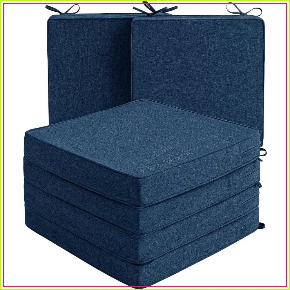 Water-Resistant Patio Chair Cushions Set of 6, 19x19 Inch, Navy Blue, Non-Slip Bottom