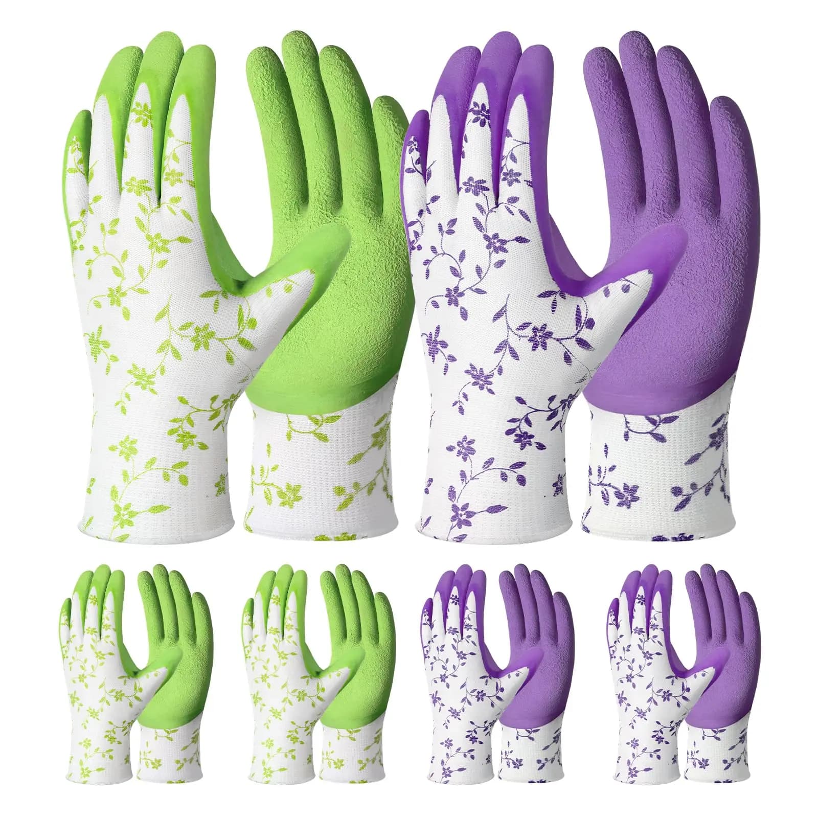 Guanti da giardinaggio per donna uomo - 6 paia di guanti da giardino traspiranti con impugnatura, guanti da lavoro per esterni con rivestimento in lattice stampato