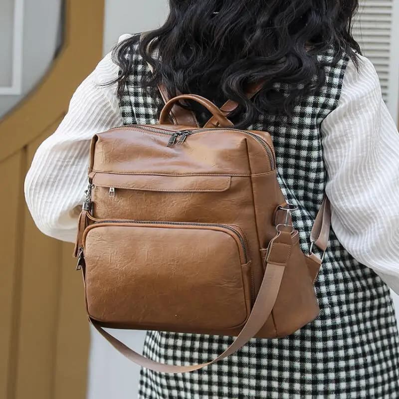 Nuovo zaino in pelle con cerniera, spalla incrociata impermeabile alla moda, per studenti delle scuole medie e superiori, borsa a spalla singola