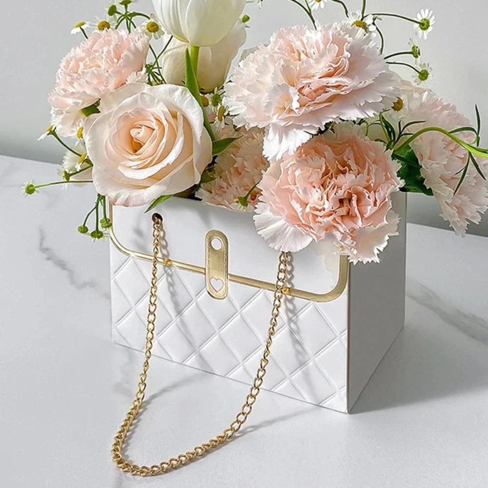 Borsa tote per fiori portatile pieghevole di lunga durata Confezione regalo universale Scatola di fiori di rosa Confezione regalo per feste Matrimonio San Valentino