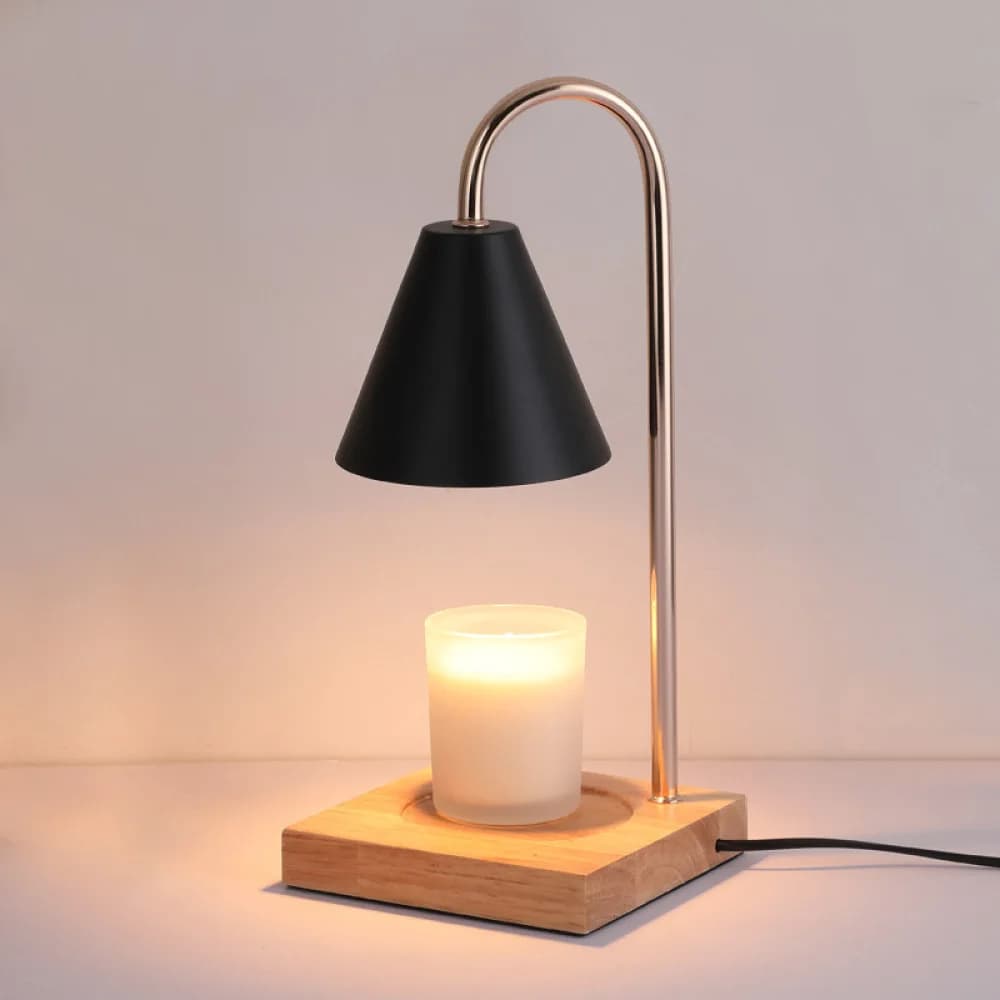 Candle Warmer Lamp Wood Aroma Diffuser Electric Melting Light Bedside Desk Lamp Dimmable Timing Design Safety Decorative