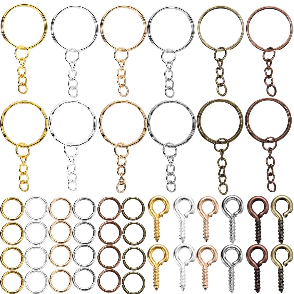 220 pz/set Portachiavi Anelli di Salto Aperti Perni di Occhio Creazione di Gioielli Kit di Accessori per il FAI DA TE Resina Epossidica Portachiavi Portachiavi Pendenti