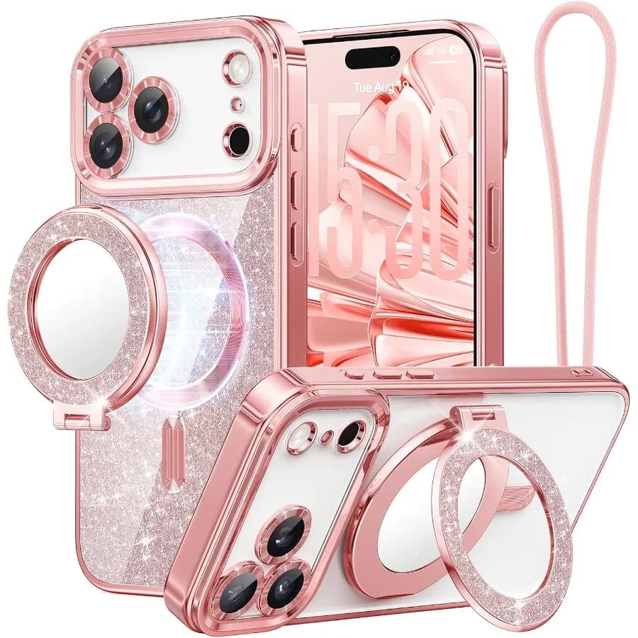 Progettato per iPhone 17 Pro Custodia magnetica con supporto ad anello rimovibile per visualizzazione in vivavoce e videochiamate incluse