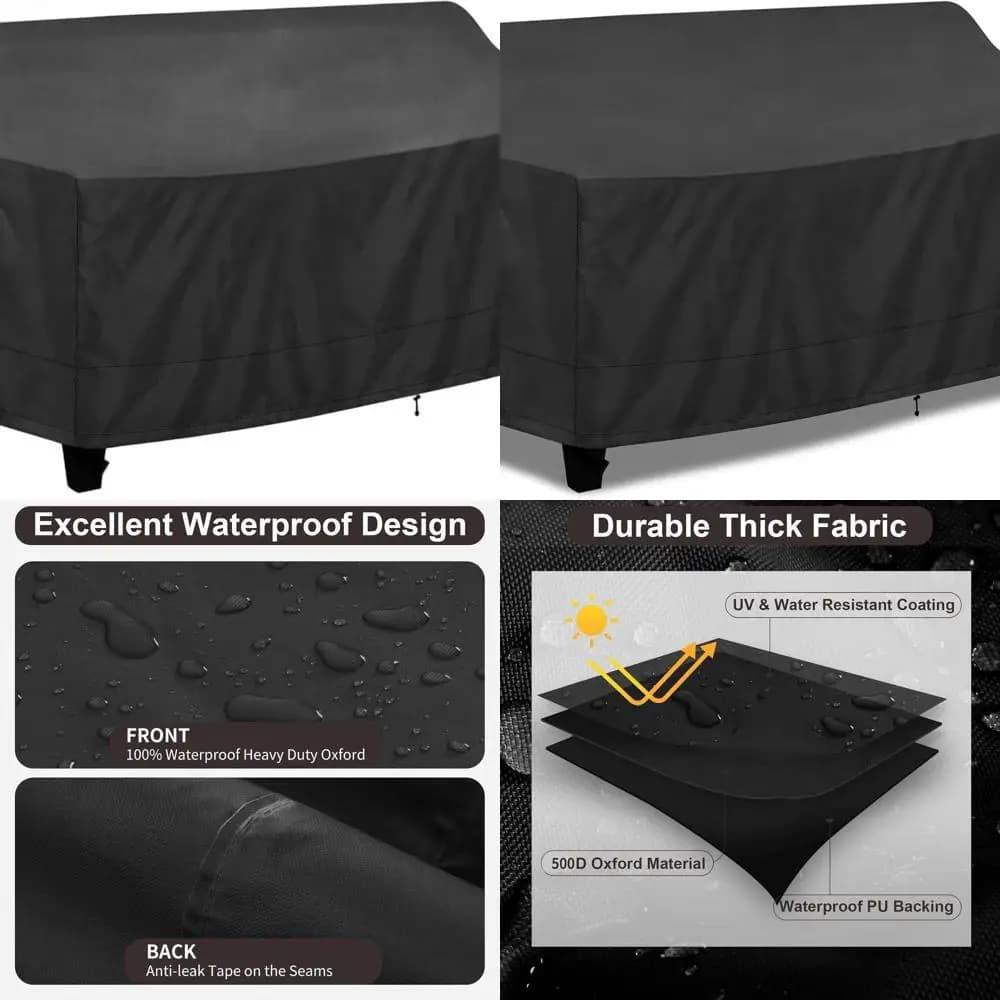 4 Seat waterproof patio cover with air outlet and handles, 104 W x 40 P x 35 A, black