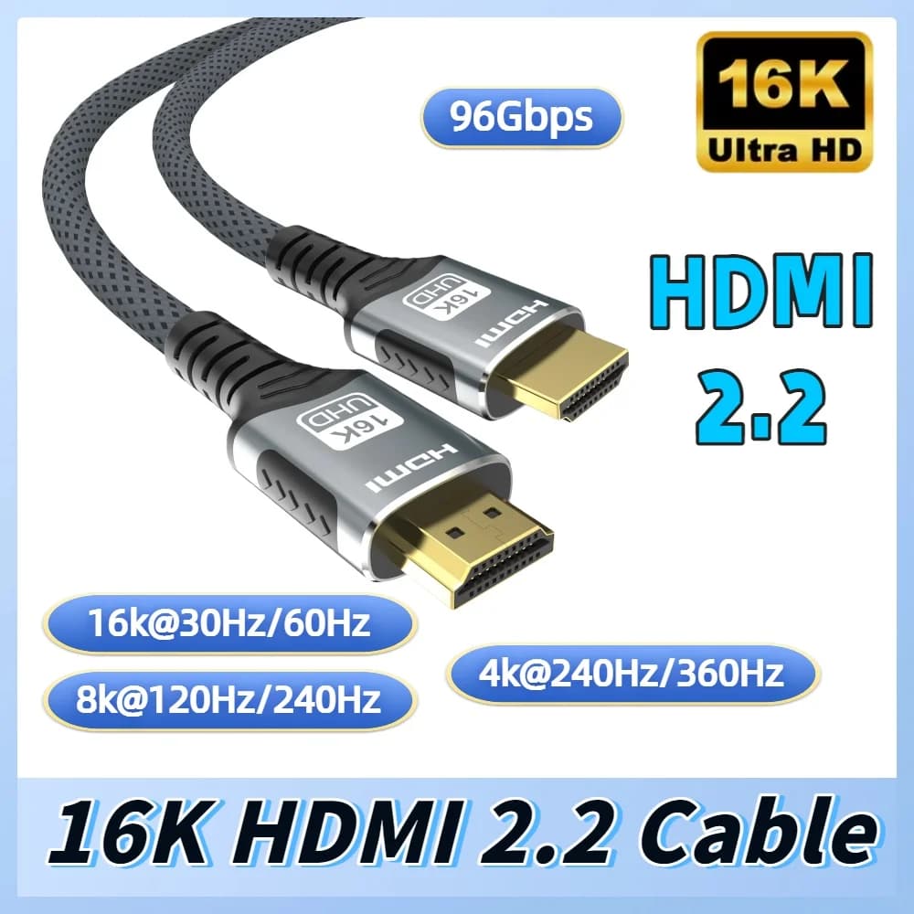Cavo HDMI 2.2 16K Compatibile con HDMI 16K@30Hz/60Hz 8K@120Hz 4K@240Hz HDR HDCP 96Gbps per HDTV Laptop Xbox PS5 Switch