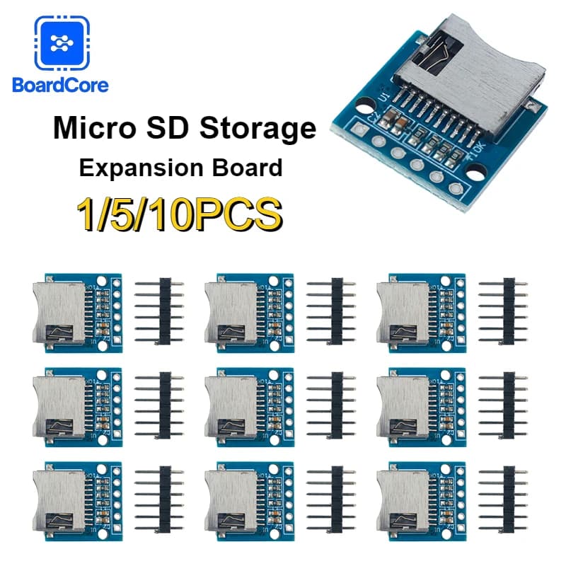 1-10pcs Micro SD Card Module TF Card Reader Data Storage Shield 3.3V Regulator Level Conversion with Pins for Arduino