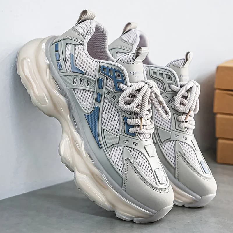 Trendy Women's Dad Shoes 2026Summer Breathable White Thin Design Heightening Casual Sport Running Sneakers
