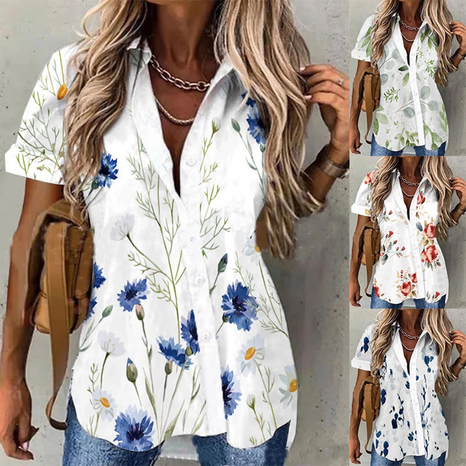 2025 Europa e Stati Uniti estate nuova camicia stampata moda casual da donna camicia abbottonata cardigan donna