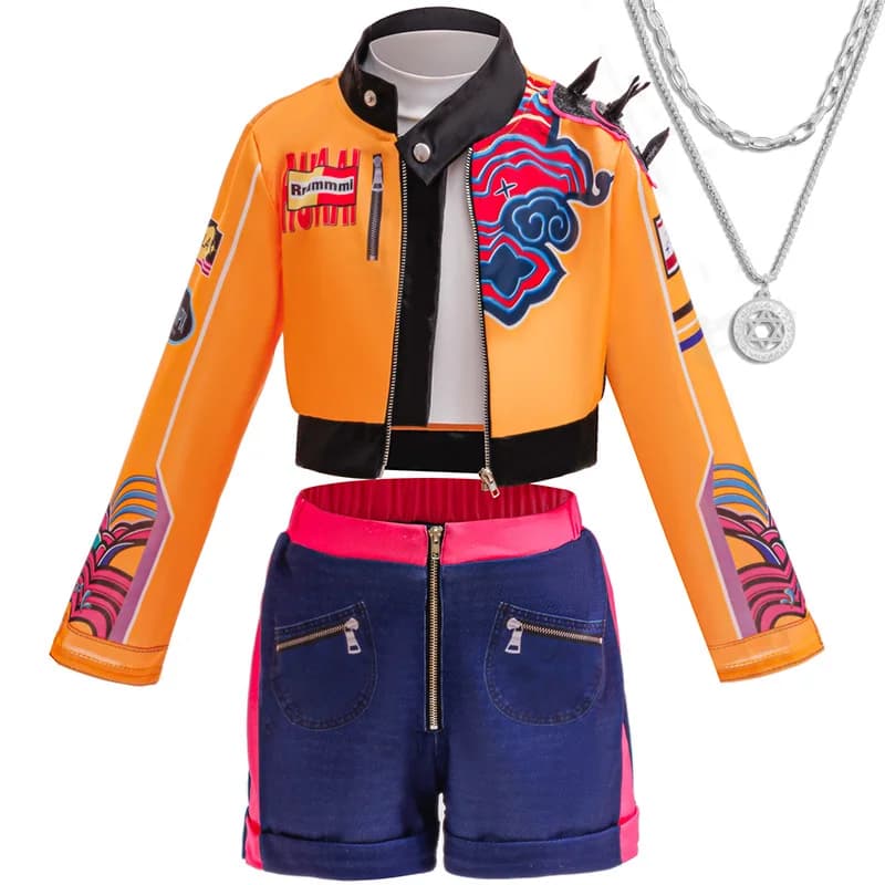 New Halloween costume for girl street dance set embroidered top + shorts set performance set on hip-hop dance stage