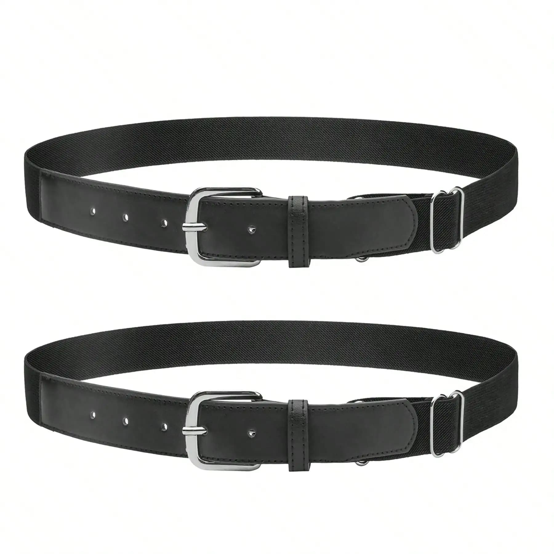 2 Pack Elastic Baseball & Softball Belt Adjustable Soft Outdoor Sports Belt Woven Waist Belts