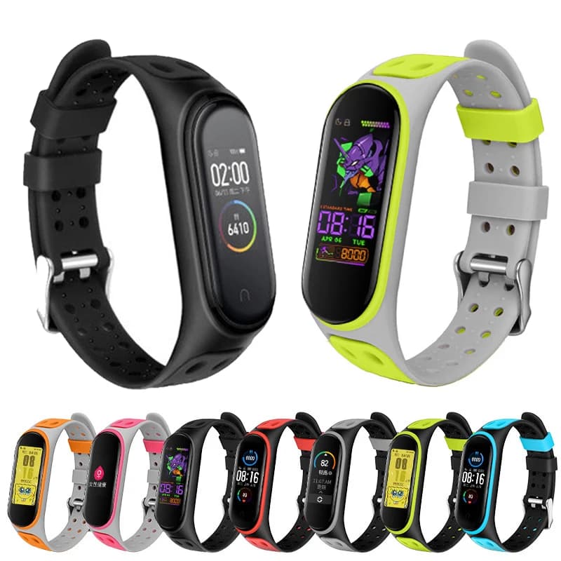 Per Mi Band 3/4/5/6/7 cinturino in silicone bicolore cinturino intelligente di ricambio Xiaomi Mi Band 4 5 6 7 braccialetto
