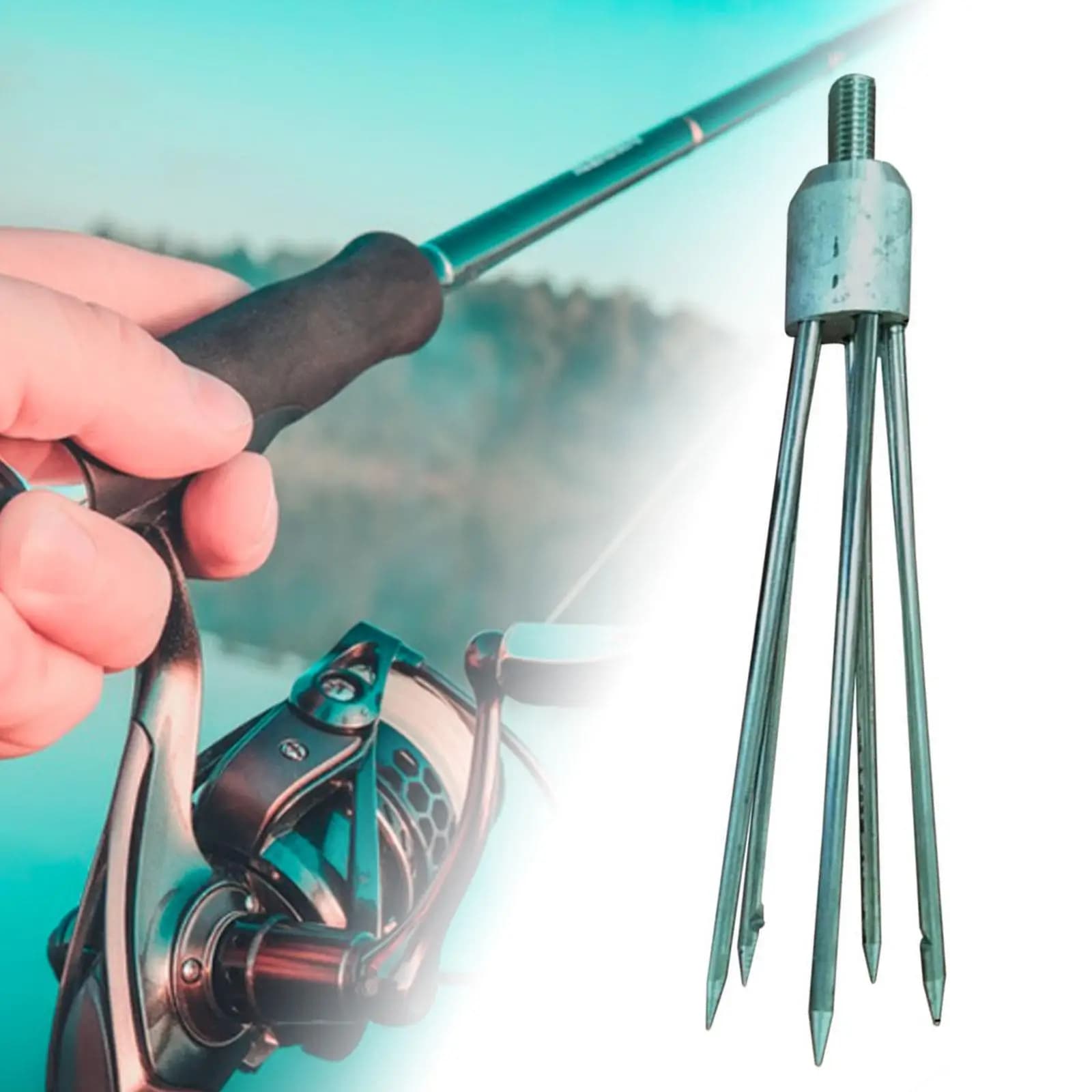 Barbed Diving Spears Gig Head Replacement 5 Prong Fishing Rod Gaff Stainless Steel for Fishing Tools and Equipment