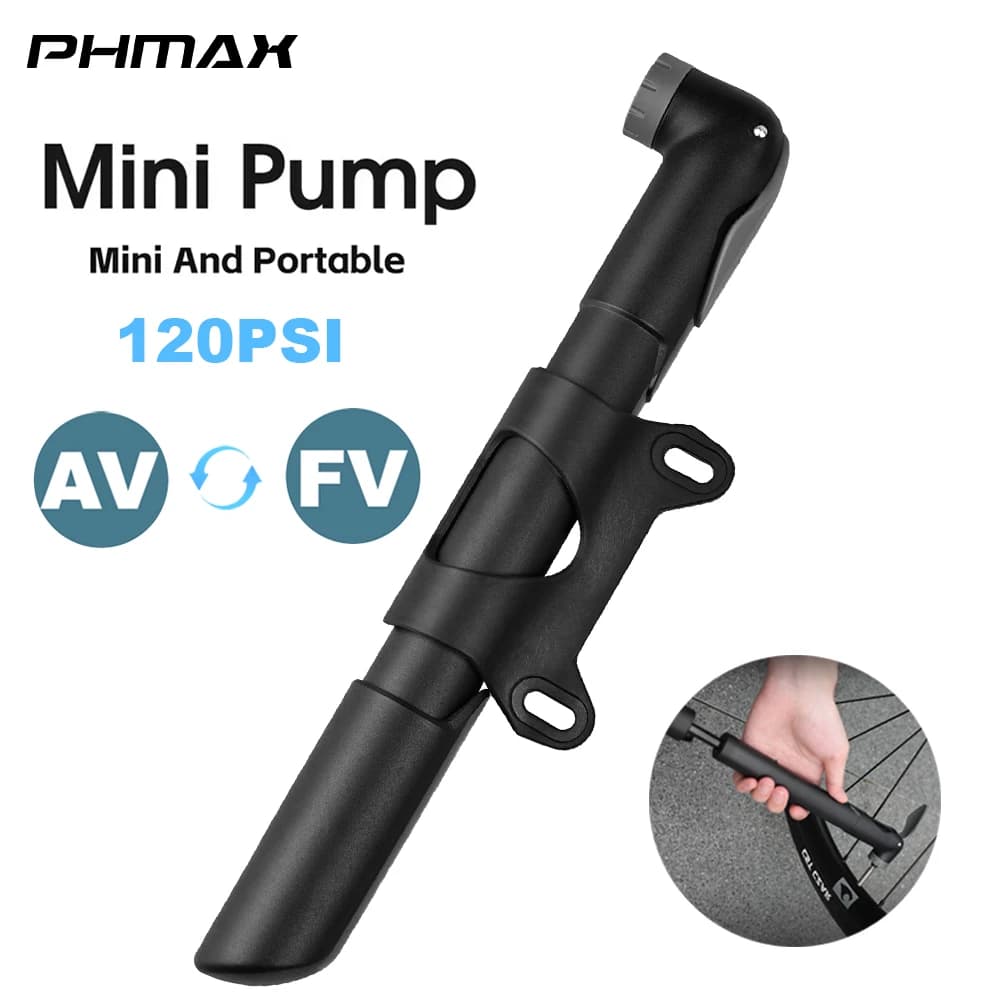 PHMAX Mini Pompa per Bici 120PSI Pompa di Aria a Mano per Bicicletta Portatile Gonfiatore per Pneumatici Valvola Schrader Presta Pompa per Ciclismo su Strada MTB