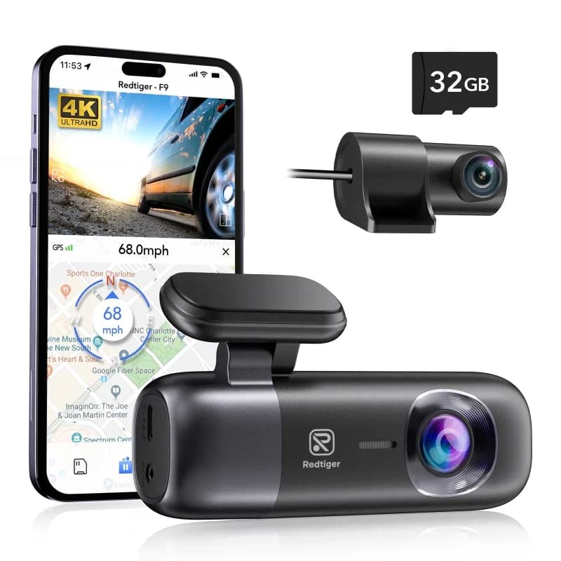 Redtiger F9 Wifi Gps Front and rear night vision for car Black box 4k Mini Dash Cam Camera