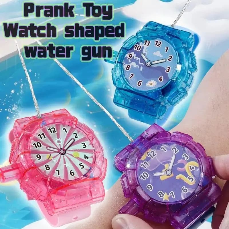 Orologio giocattolo scherzoso con pistola ad acqua, scherzo acquatico estivo, giocattolo acquatico indossabile, regalo fantastico per la festa dei bambini, giocattolo acquatico per piscina all'aperto