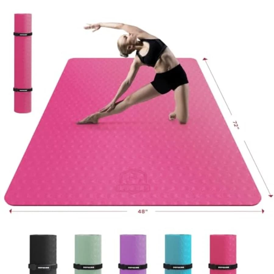 Tappetino Yoga Extra Large 72x48 78x54 1/4 1/3 Spessore, Antiscivolo, Durevole, Ecologico, Ampio Tappetino per Esercizi a Casa, Yoga, Pilates S
