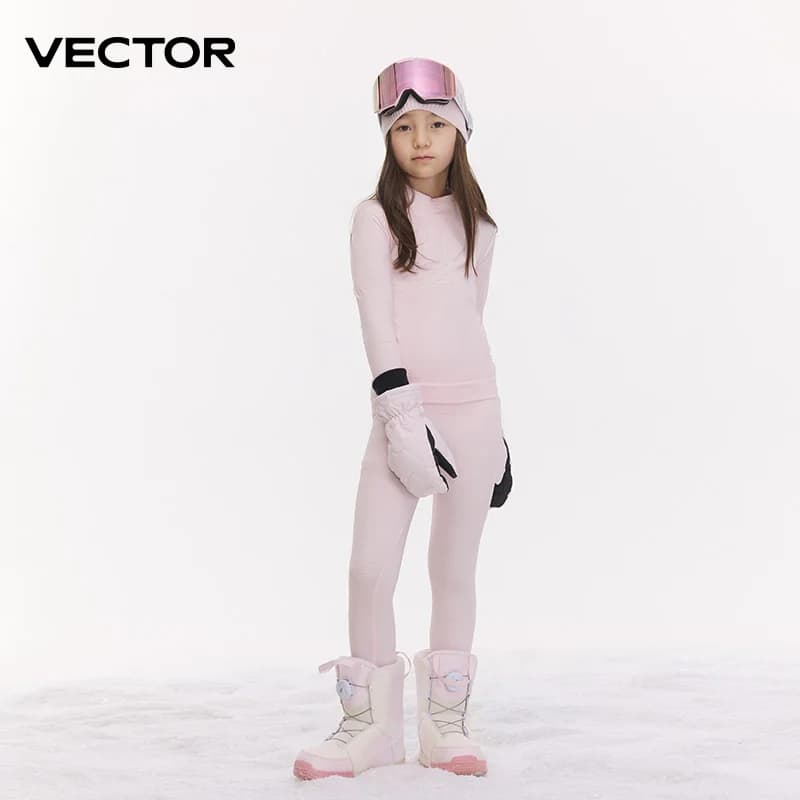 VECTOR Set di biancheria intima termica da sci per bambini e bambine, tuta sportiva ad asciugatura rapida, magliette e giacche per fitness e allenamento