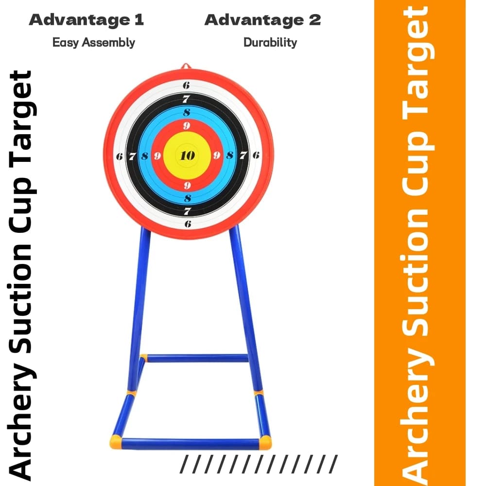 Bersaglio per tiro con l'arco a ventosa, design colorato e rimovibile con base stabile, per pratica a parete e autoportante