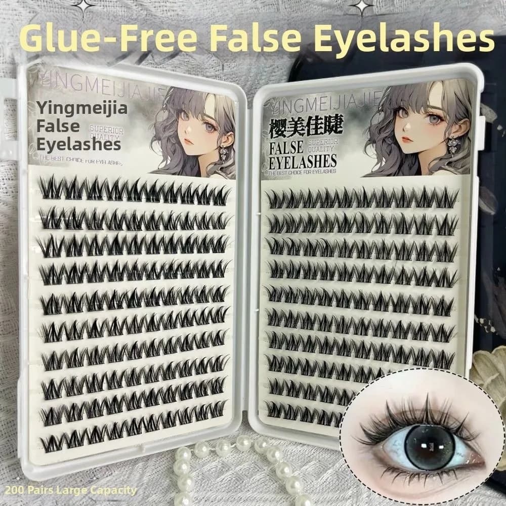 100/130/200 Clusters Black Self Adhesive False Eyelashes Large Capacity 11-13MM DIY Lashes Extension No Glue Needed Gentle