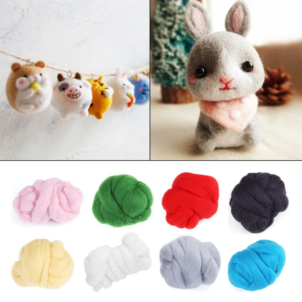 Felt Making 55g Colored Needle Felting Wool Soft Texture Blue Felting Wool Wool Roving DIY Craft