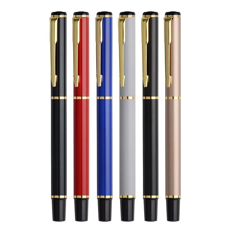 Penna gel in metallo di lusso da 1 pezzo Penna a sfera automatica con nucleo di cancelleria aziendale con inchiostro nero per ufficio scolastico