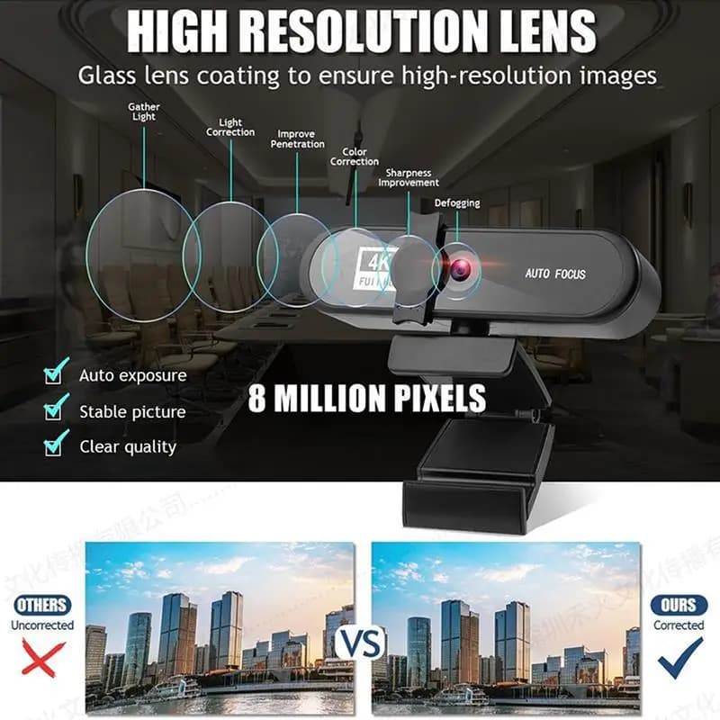 Mini USB Webcam 4K 2K HD Mini Webcam per computer portatile Web Camera Doppi microfoni per Youtube Zoom Videochiamate 4K PC Webcam