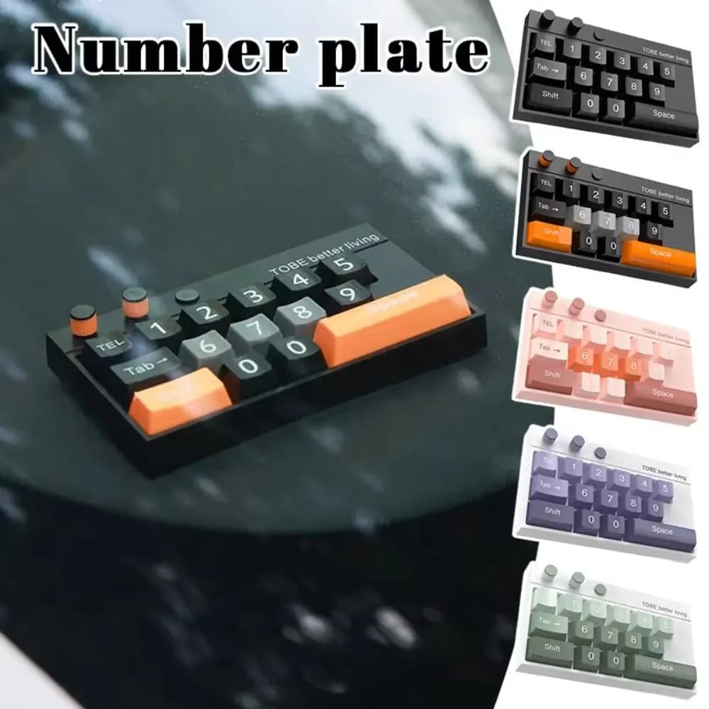 Digital Keyboard Shape Moving Plate Mechanical Keyboard Hidable Number Sign Rotating Luminous License Plate Car Accessories