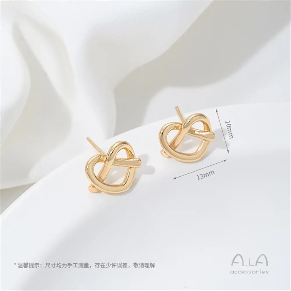 Gold Plated Hollow Cross Knot Heart Stud Earrings Women DIY Earring Jewelry Findings