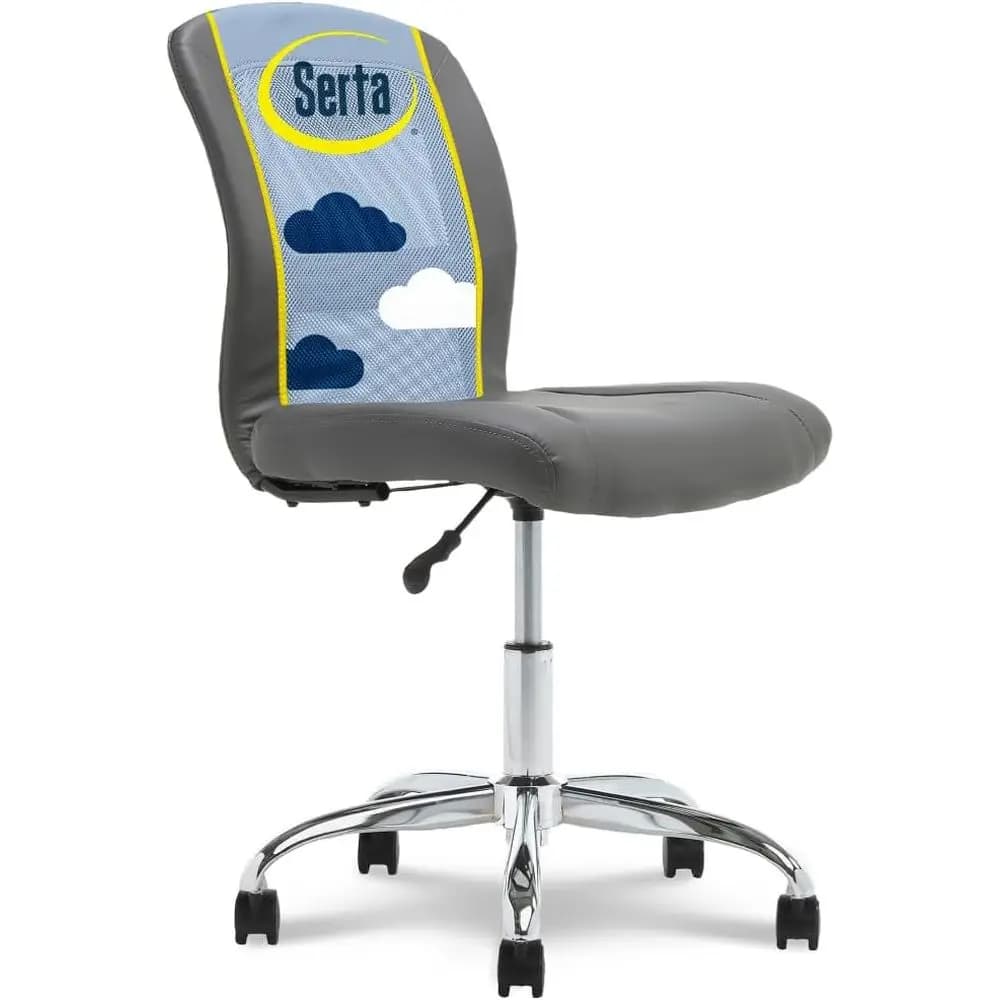 Sedia da ufficio ergonomica in rete con sedile in similpelle, piccola sedia da scrivania su ruote, supporto per la schiena traspirante, cuscino confortevole, Mod