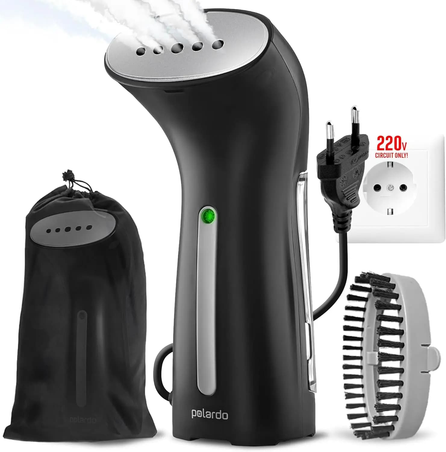 Stiratore a Vapore per Vestiti per l'Europa 220V, Stiratore Portatile da Viaggio, Testa in Metallo, Riscaldamento in 25s, Sistema a Pompa