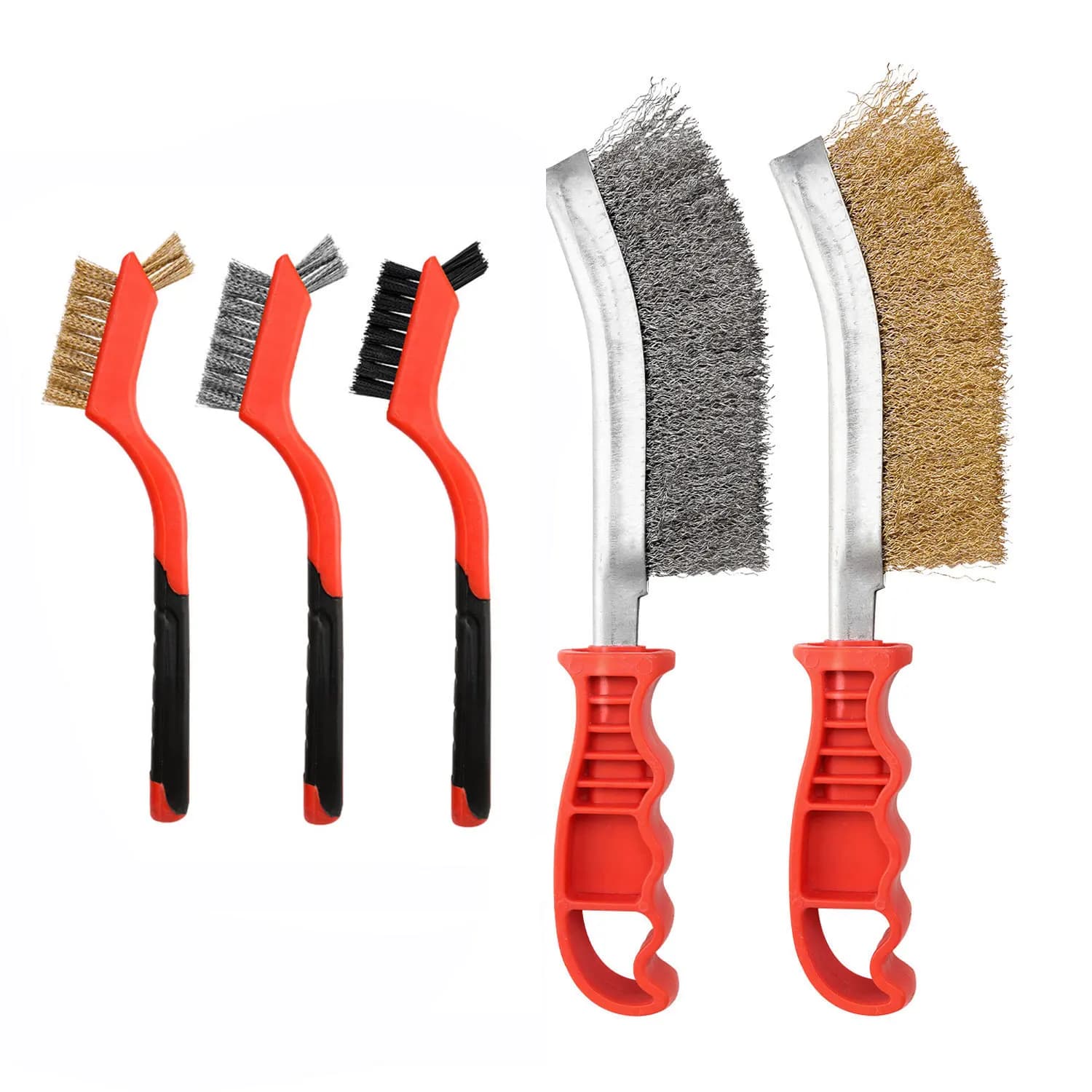 Set di spazzole in filo d'acciaio da 5 pezzi Spazzole multiuso in nylon e filo di rame per la pulizia della griglia metallica e la pulizia della cucina