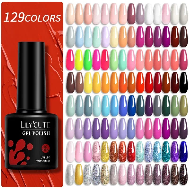 LILYCUTE 129 colors 7ML nail polish gel supplies for nails Vernis semi permanent nail art manicure Soak Off LED gel UV nail varnishes