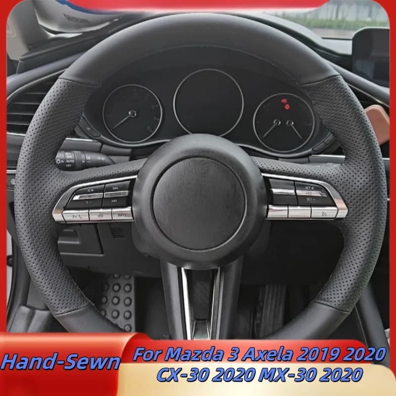 Coprivolante per auto cucito a mano in pelle microfibra per Mazda 3 Axela 2019 2020 CX-30 2020 MX-30 2020 Accessori interni auto