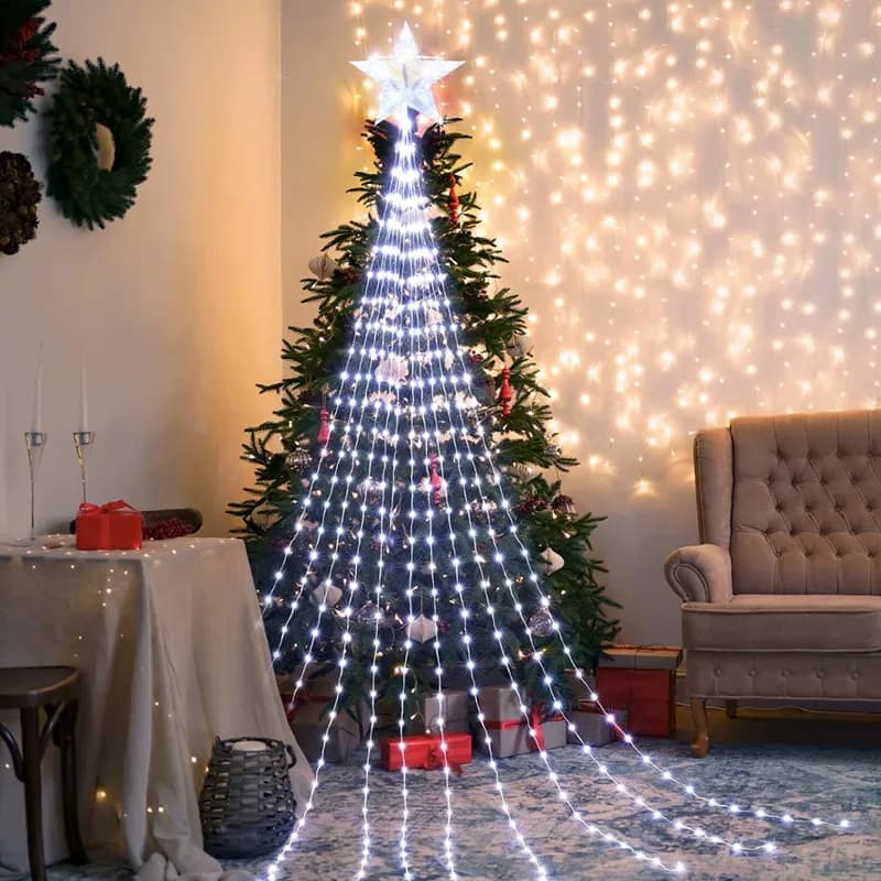 LED Star Cascata Luci Decorazioni natalizie Luci della stringa Ornamenti per l'albero di Natale per la casa 2025 Navidad Natal Capodanno 2026
