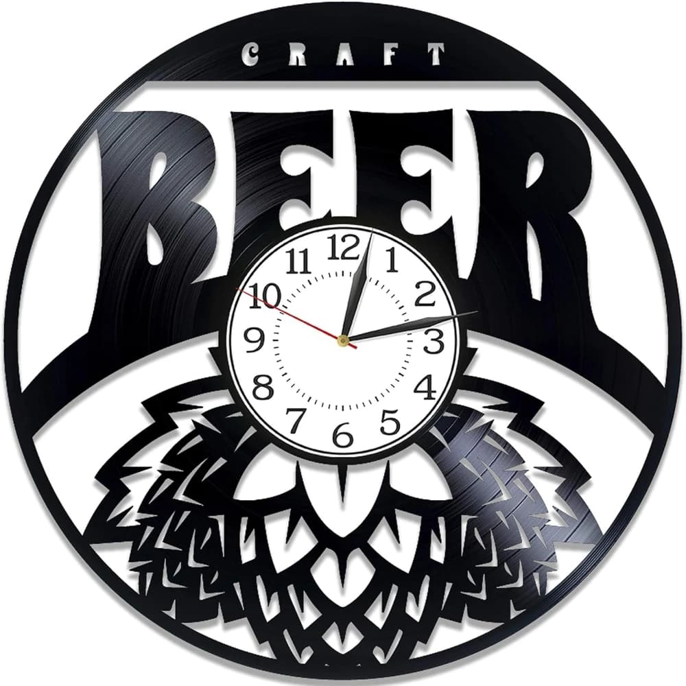 Orologio da Parete Creativo in Vinile a Tema Birra Artigianale, 12 Pollici, Decorazione Originale per Casa e Bar, Regalo