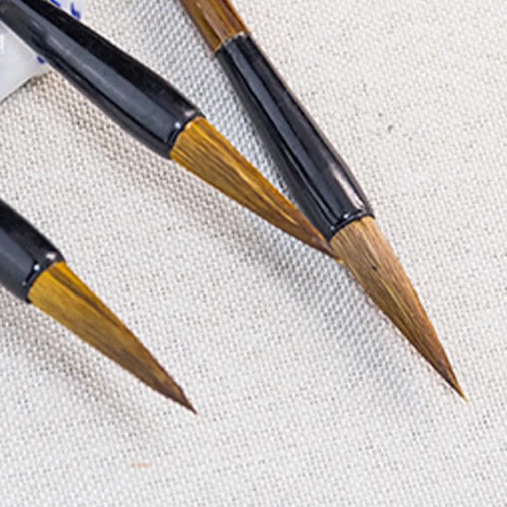 3Pcs Chinese Calligraphy Brushes Set Weasel Hair Painting Brush for Watercolor Sumi Drawing Line Art Flower Bird Tree Beginners