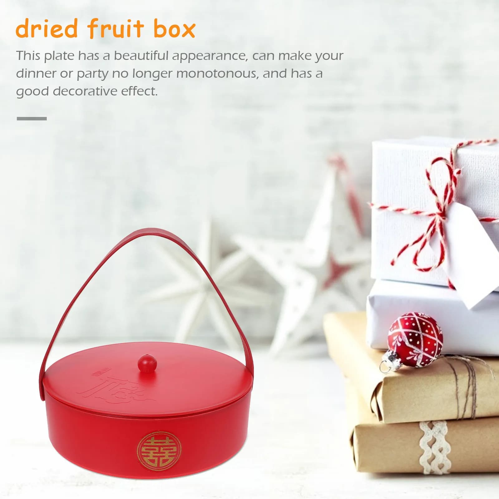 Contenitore Rotondo in Plastica per Alimenti, Scatola per Caramelle in Stile Cinese, Vassoio Multifunzionale per Snack, Ideale per Feste, Matrimoni, Frutta Secca