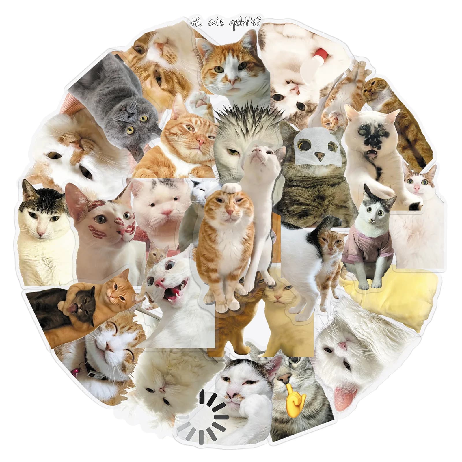 30/50 Pezzi Adesivi Divertenti e Realistici di Gatti in PET Trasparente per Telefono, Tablet, Valigie, Quaderni, Decorazioni e Cancelleria