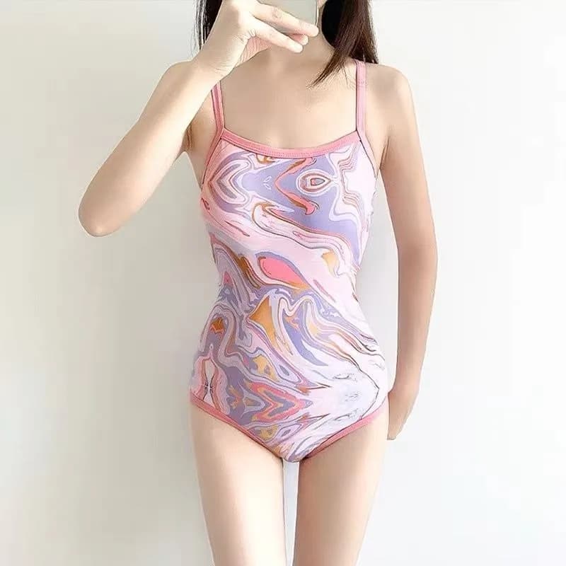 Costume da bagno intero stampato da donna con schiena scoperta e motivo tie-dye, monokini