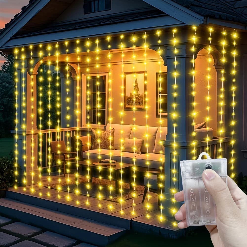 8 Modes Curtain LED String Lights Garland Festoon Fairy Lights Battery Power Christmas Decoration for Bedroom Home Living Room